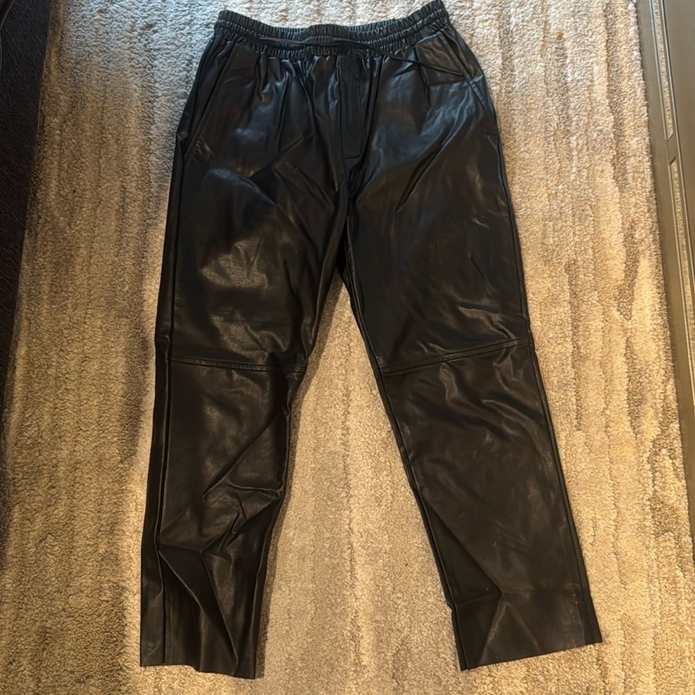 Faux leather joggers